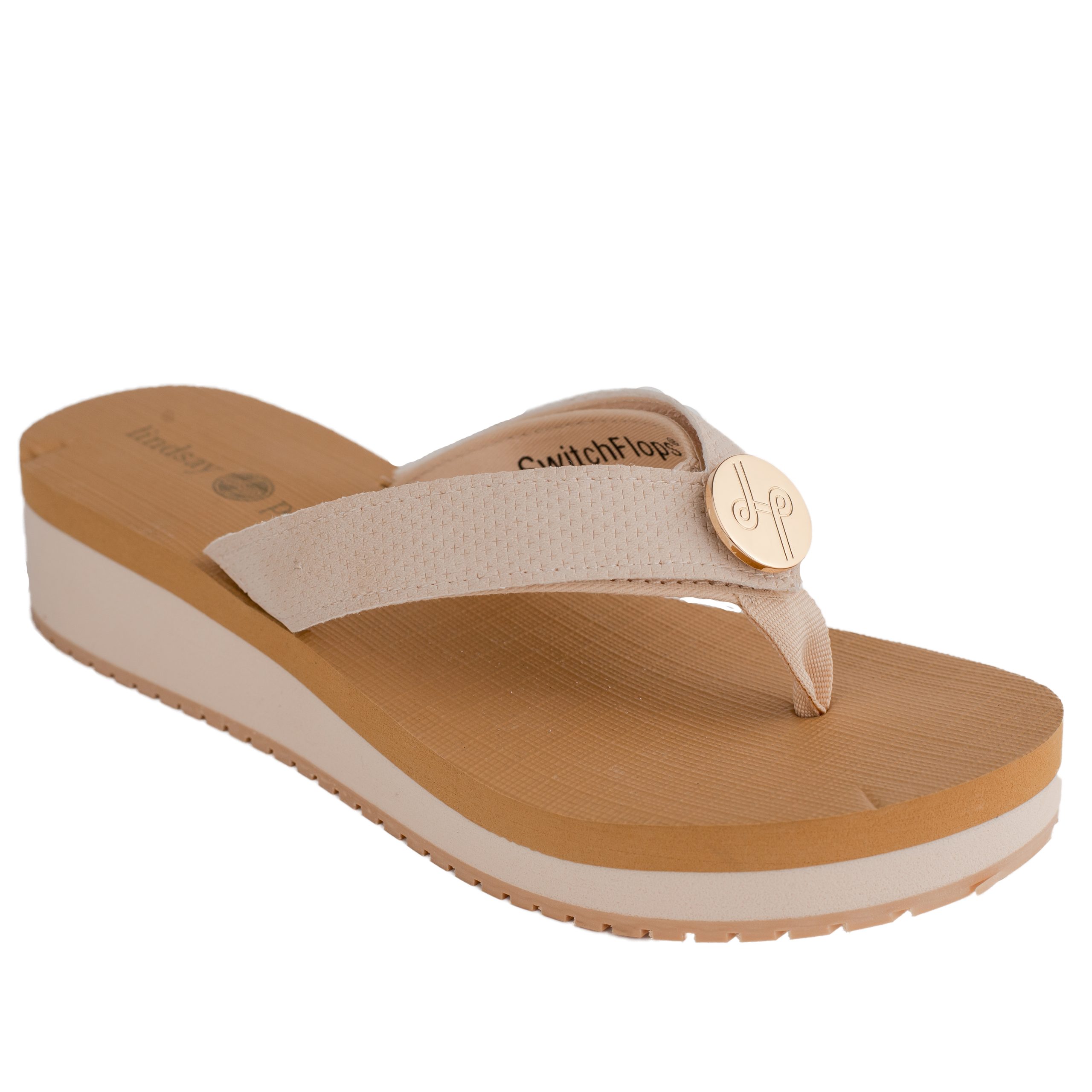 Size 8 Cream Cathy Snap Flip Flops - Wilford & Lee Home Accents